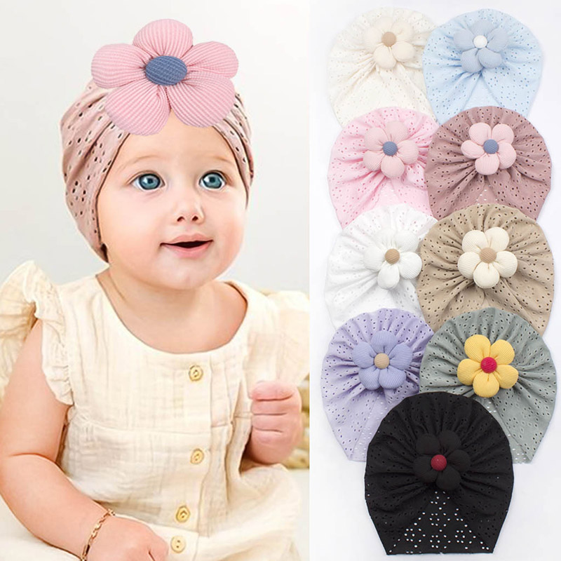 Baby Hat Beanie - 3D Flower Baby Turban Cap Summer