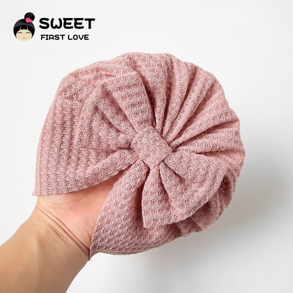 Baby Hat Beanie - Waffle Bowknot Newborn Baby Girl Turban