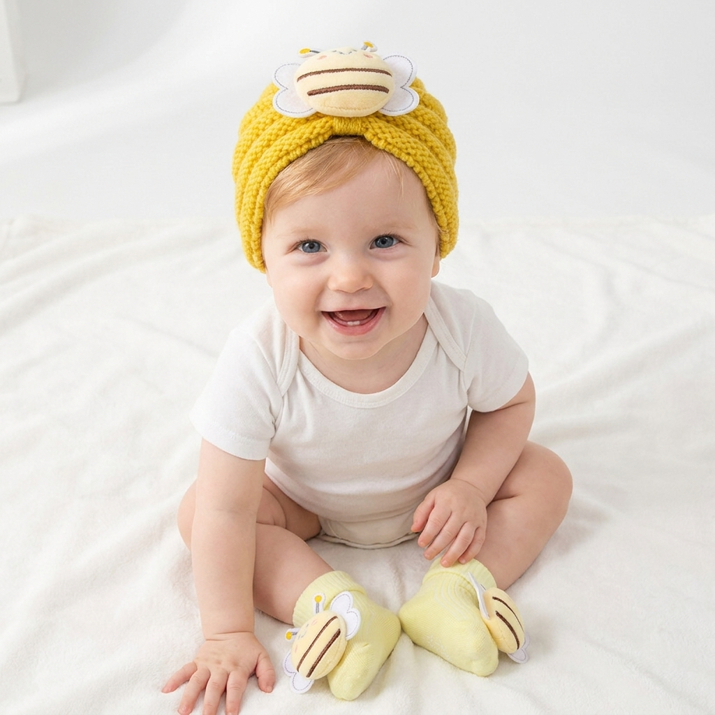 Baby Hat Beanie - 2Pcs/Set Baby Knitted Turban Hat and