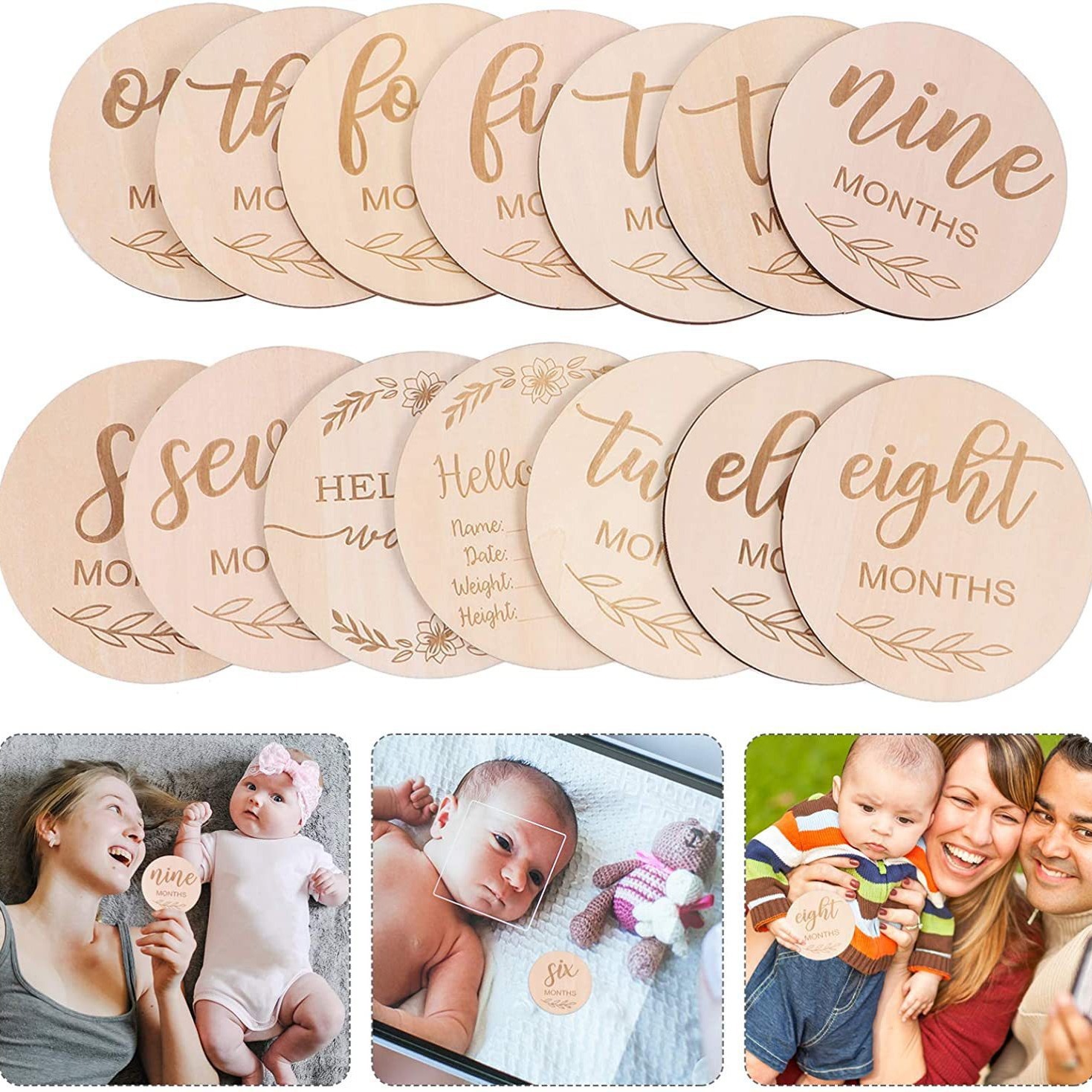 Wooden Wood Chip Month Souveni - Newborn Gift Set review and price