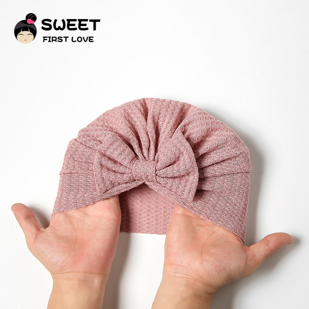 Waffle Bowknot Newborn Baby Gi - Baby Hat Beanie review and price