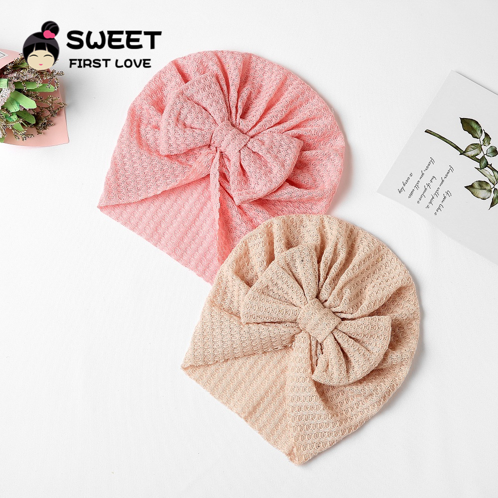 Waffle Bowknot Newborn Baby Gi - Baby Hat Beanie review and price